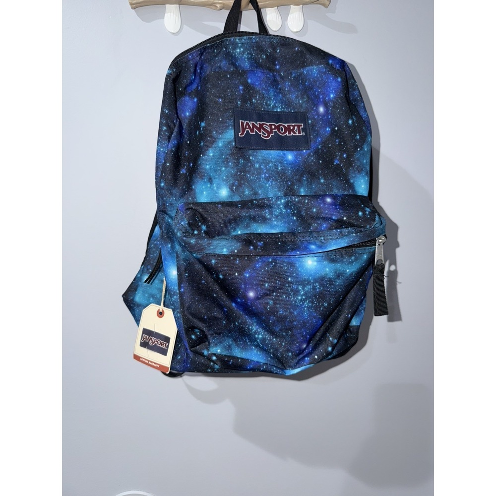 JanSport Blue Backpack Cosmic Galaxy Cyber Space Unisex Book Gym Bag Bookbag M